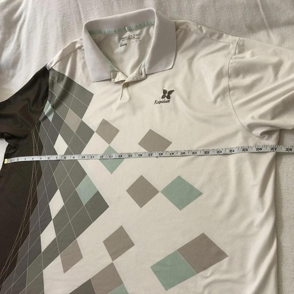 Nike Golf Polo Shirt Mens 2XL White Kapalua Argyle Dri-FIT Tour Performance